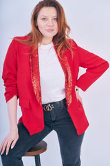Red Sequin Lapel Blazer - Ever