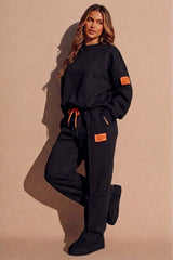 Black Oversized Lounge Set With Pink Detail - Paion