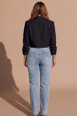 Black Cropped Lightweight Blazer- Tenzy