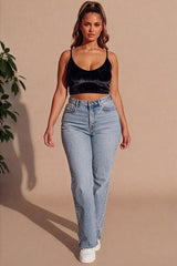 Black Velvet Strappy Bustier Cami Top - Neralia