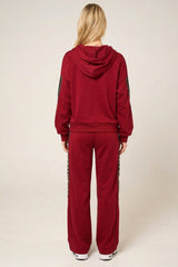 Wine Leopard Panel Oversized Hoodie & Jogger Co-Ord – Zara