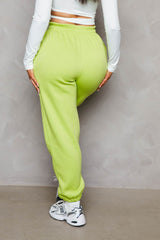 Light Green Oversized High Waisted Shirred Drawstring Pocket Detail Cuffed Joggers - Samira