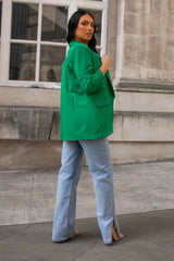 Green Long Sleeve Pocket Blazer - Tenely
