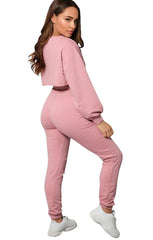 Pink 'Love Me Harder' Crop Top Three Piece Co-ord - Sammy