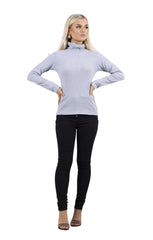 Grey Long Sleeve High Neck Ribbed Top – Orla