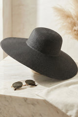 Black Floppy Straw Hat - Blaze