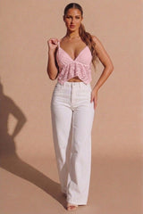 Pink Lace Handkerchief Hem Cami Top - Fynao