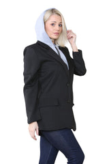 Black Hooded Insert Blazer- Senely