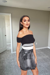 Charcoal High Waisted Denim Mini Skirt - Karita