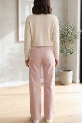 Blush Pink High Waisted Wide Leg Jeans- Viora