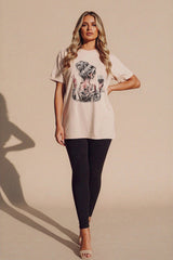 Beige And Black Graphic Oversized T-Shirt Pack Of 2 - Cixo