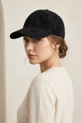 Black Suede Look Baseball Cap  - Folly