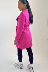 Fuchsia Waterfall Duster Belted Long Coat- Pola