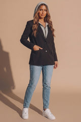Black Hooded Insert Blazer- Senely