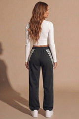 Black Contrast Stripe Trousers - Iviana