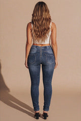 Blue High Waisted Bum Lift Skinny Jeans- Caina