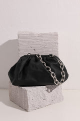 Black Ruched Puff Side Chain Link Mini Bag - Orla