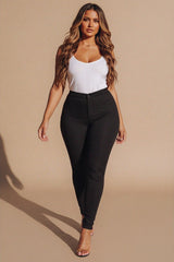 Black Skinny Soft Touch Skinny Jean With Metal Button - Victoria