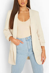 Beige Long Sleeve Pocket Blazer - Tenely