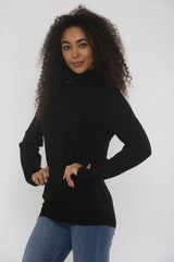 Black Roll Neck Long Sleeve Knitted Jumper – Yiana