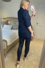 Navy Long Sleeve Pocket Blazer - Tenely