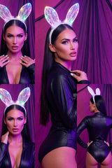 White Halloween Filigree Cat Ears Headband with LED Lights - Gabrielle