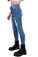 Light Acid Wash Straight Leg Ripped Jeans - Jocelyn
