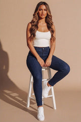 Dark Blue High Waist Skinny Stretch Jeans - Vivara