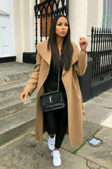 Camel Maxi Length Oversized Waterfall Belted Coat - Payton
