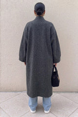 Charcoal Oversized Longline Open Front Coat-Fyona