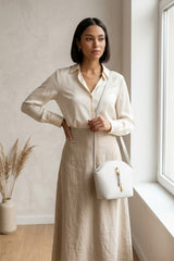 White Pebble Faux Leather Crossbody Bag - Asyanima