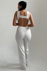Cream Cut Out Wide Leg Jumpsuit - Louisa