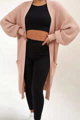 Dusty pink Knitted Long Sleeve Midi Cardigan - Georgia