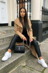 Camel Maxi Length Oversized Waterfall Belted Coat - Payton