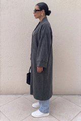 Charcoal Oversized Longline Open Front Coat-Fyona