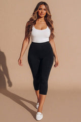 Black High Waisted Crop Leggings - Moinxo