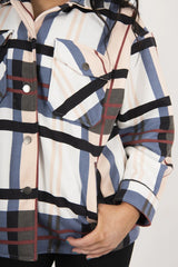 Blush Check Print Oversized Button Up Pocket Shacket - Bella