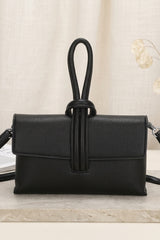 Black Textured Loop Handle Shoulder Bag - Elara