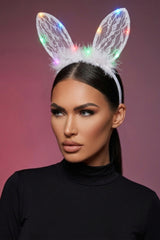White Halloween Filigree Cat Ears Headband with LED Lights - Gabrielle