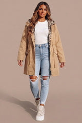 Camel Parka with Leopard Print Lining Reversible Hooded Jacket – Skye