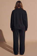 Black Oversized Long Sleeve Rugby Top and Trouser Co Ord Set - Marizel