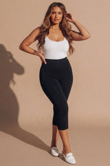 Black High Waisted Crop Leggings - Moinxo
