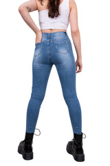 Light Acid Wash Straight Leg Ripped Jeans - Jocelyn