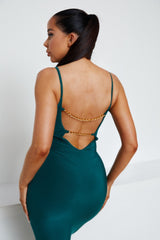 Emerald Chain Detail Strappy Bodycon Midi Dress - Penny