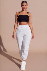 Black Rib Double Strap Crop Top - Emarise