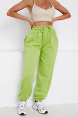 Light Green Oversized High Waisted Shirred Drawstring Pocket Detail Cuffed Joggers - Samira