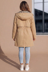 Camel Parka with Leopard Print Lining Reversible Hooded Jacket – Skye