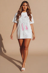 White Abstract Face Print Oversized T-Shirt Pack of 2 - Jynava