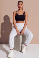 Black Rib Double Strap Crop Top - Emarise