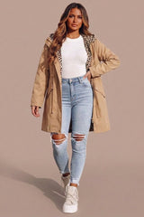 Camel Parka with Leopard Print Lining Reversible Hooded Jacket – Skye